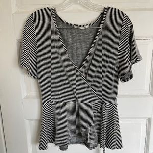 Black and White Striped Tee Size XL